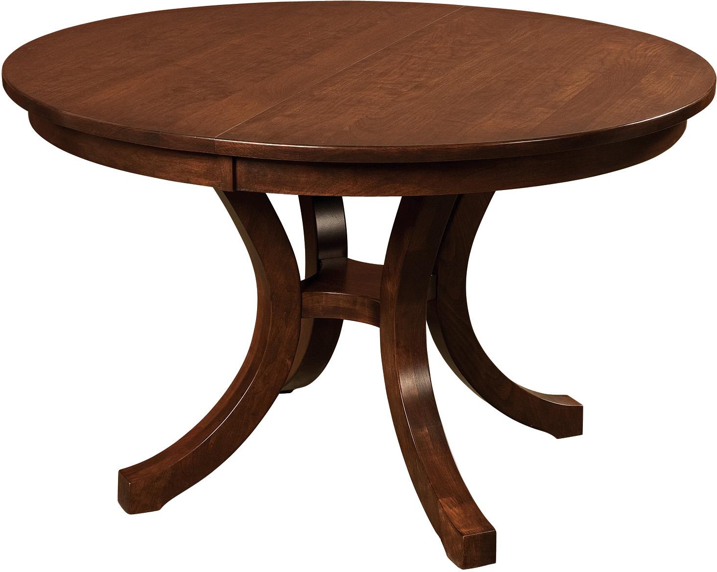 Round pedestal dining outlet table with leaf